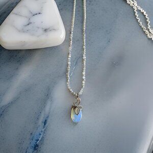 Opalite and crystal Necklace~20 inch